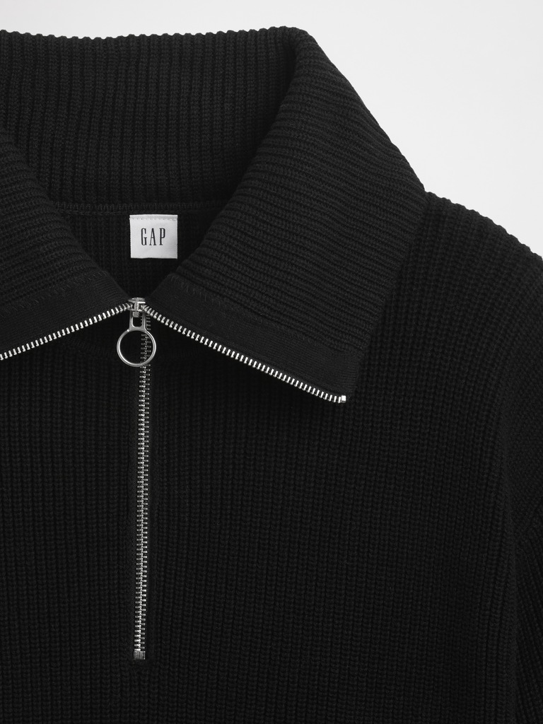 Relaxed Ribbed Quarter-Zip Sweater