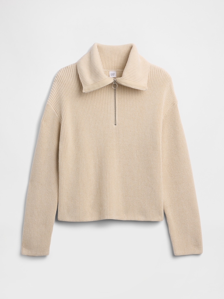 Relaxed Ribbed Quarter-Zip Sweater