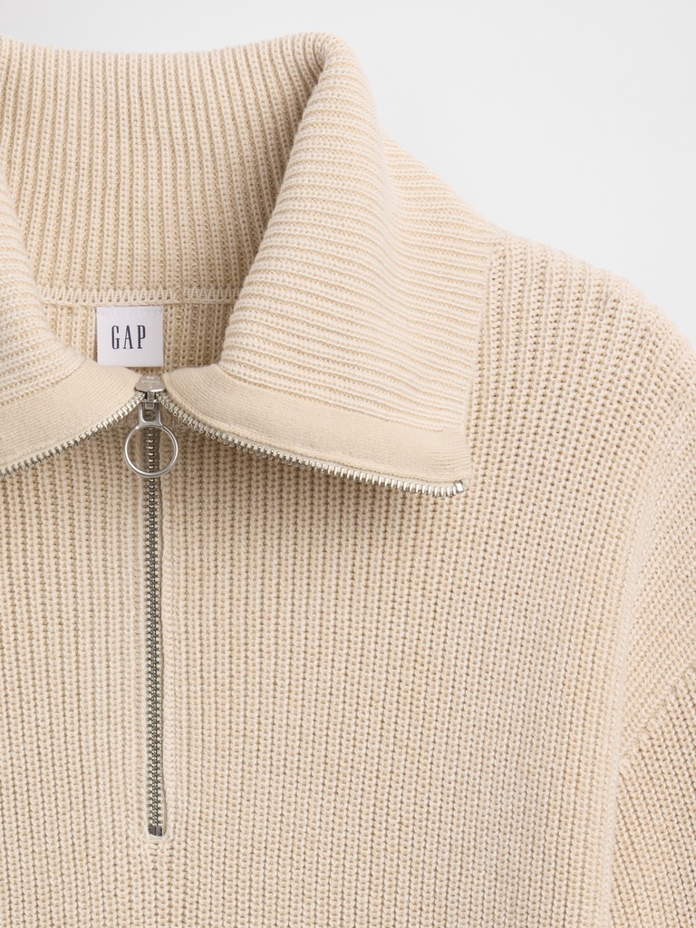 Relaxed Ribbed Quarter-Zip Sweater
