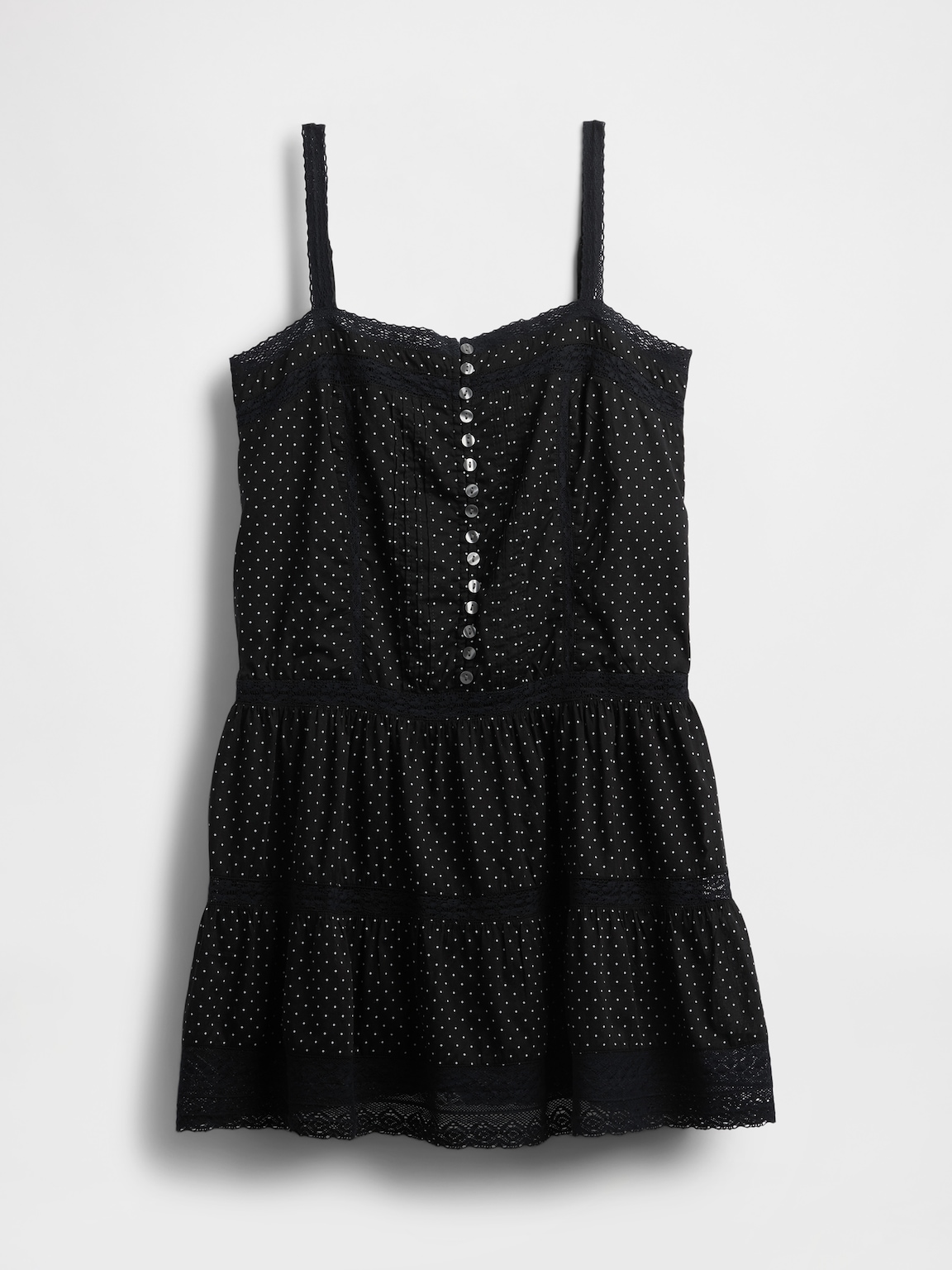 Lace-Trim Drop-Waist Mini Dress