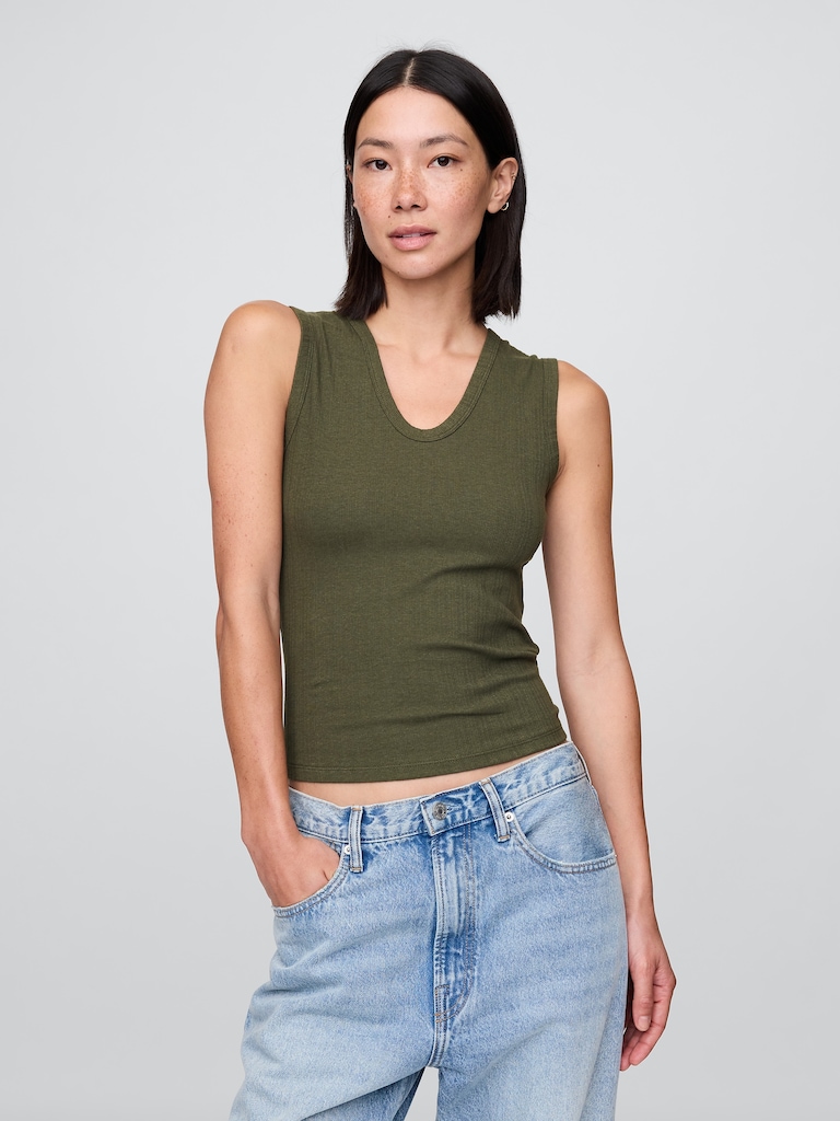Sheer Modern Rib Tank Top