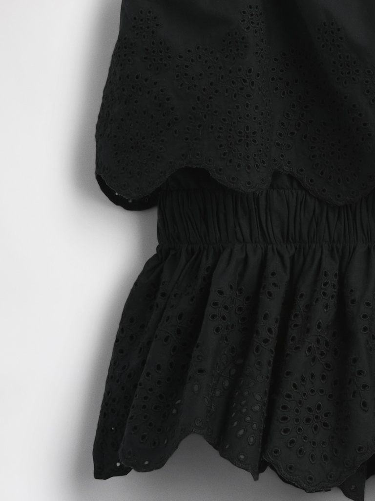 Poplin Eyelet Ruffle Top