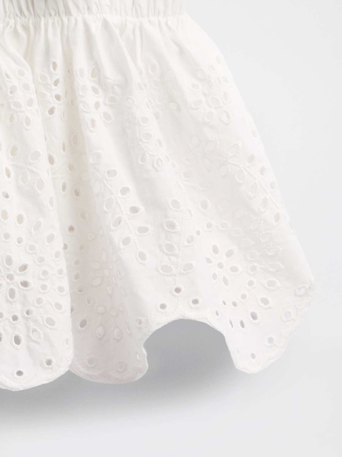 Poplin Eyelet Ruffle Top