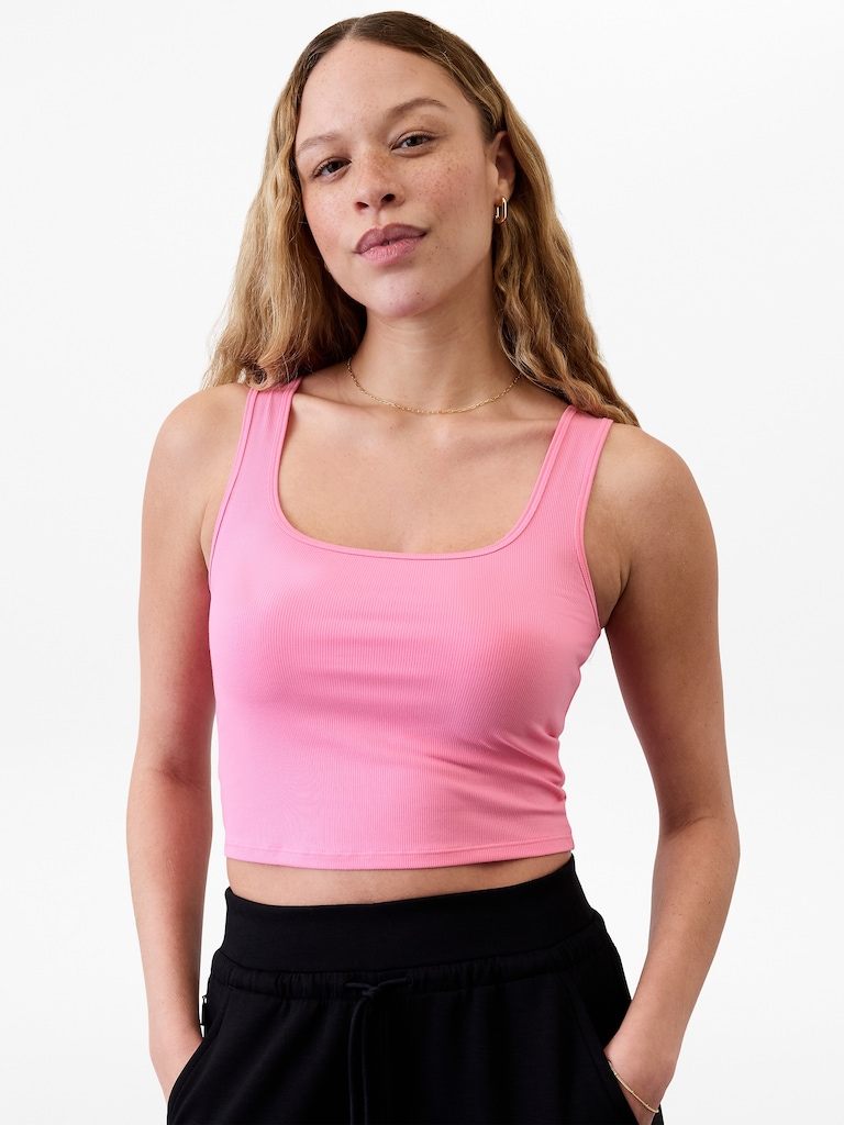Signature Rib Square Neck Crop Tank