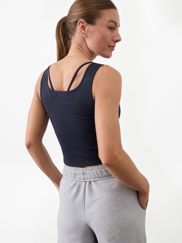 Signature Rib Square Neck Crop Tank