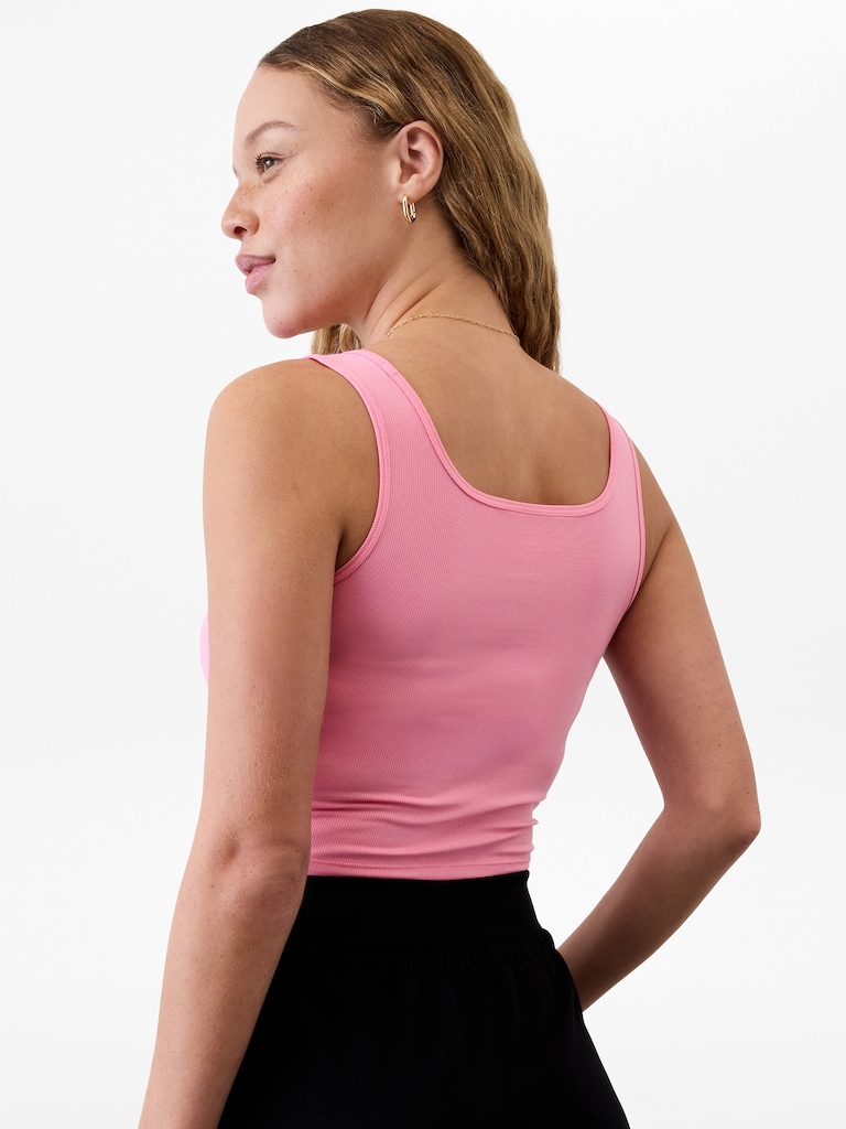 Signature Rib Square Neck Crop Tank