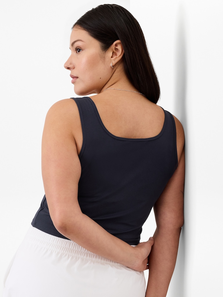 Signature Rib Square Neck Crop Tank