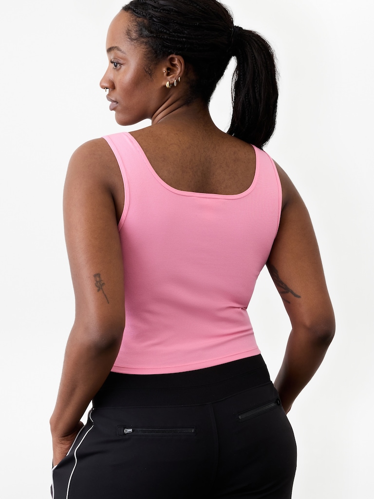 Signature Rib Square Neck Crop Tank