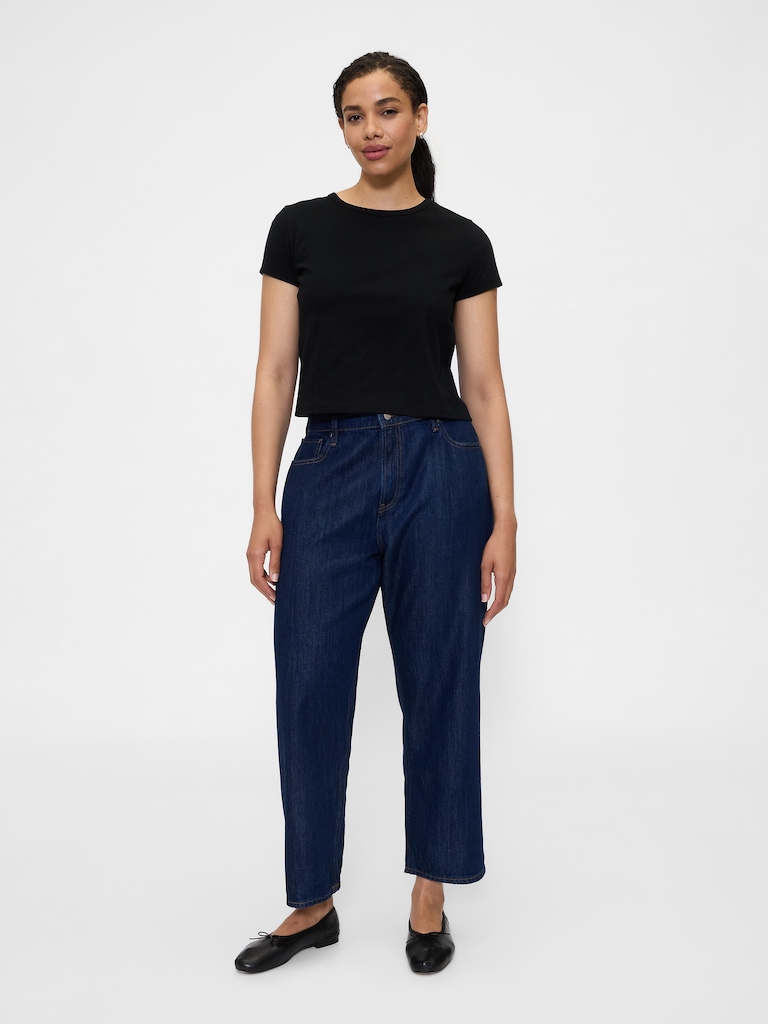 Mid Rise SuperSoft Relaxed Straight Crop Jeans