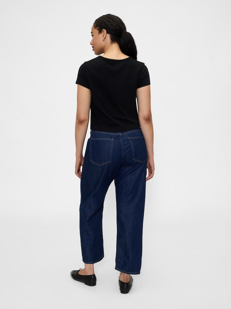 Mid Rise SuperSoft Relaxed Straight Crop Jeans