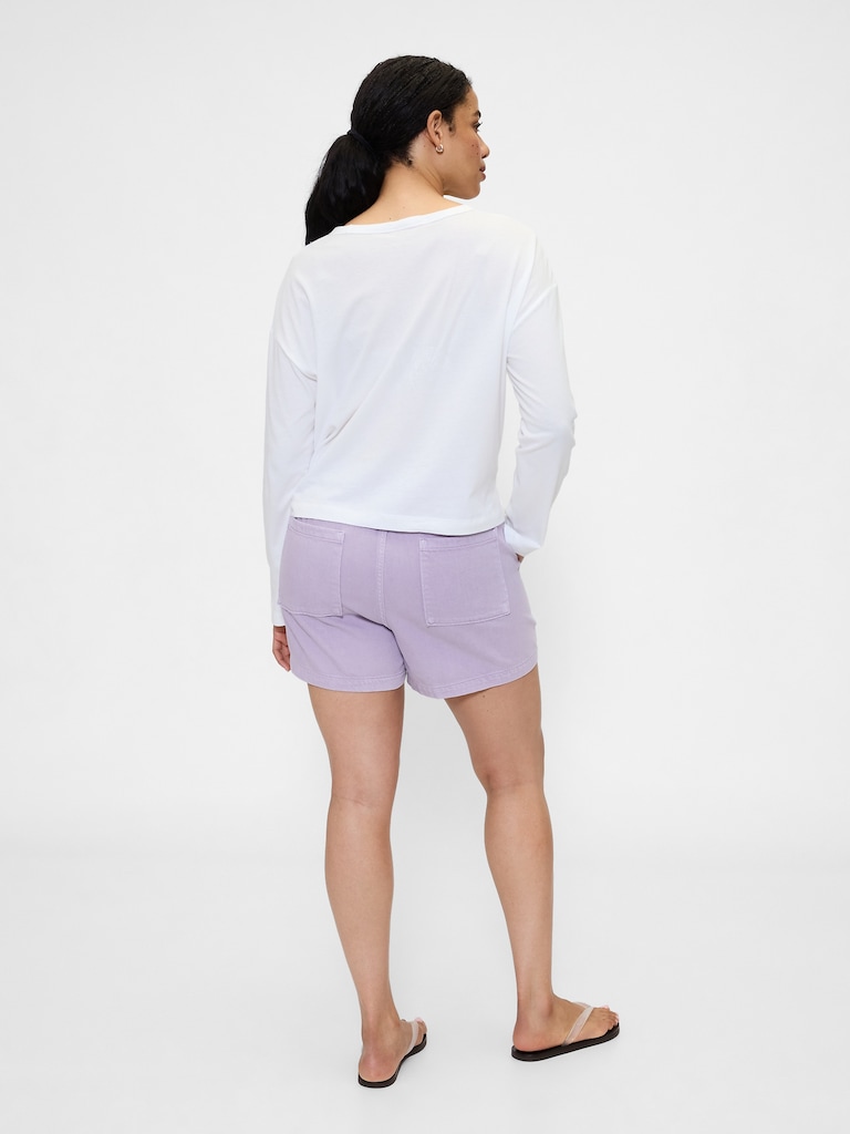 4" High Rise SuperSoft Denim Utility Shorts