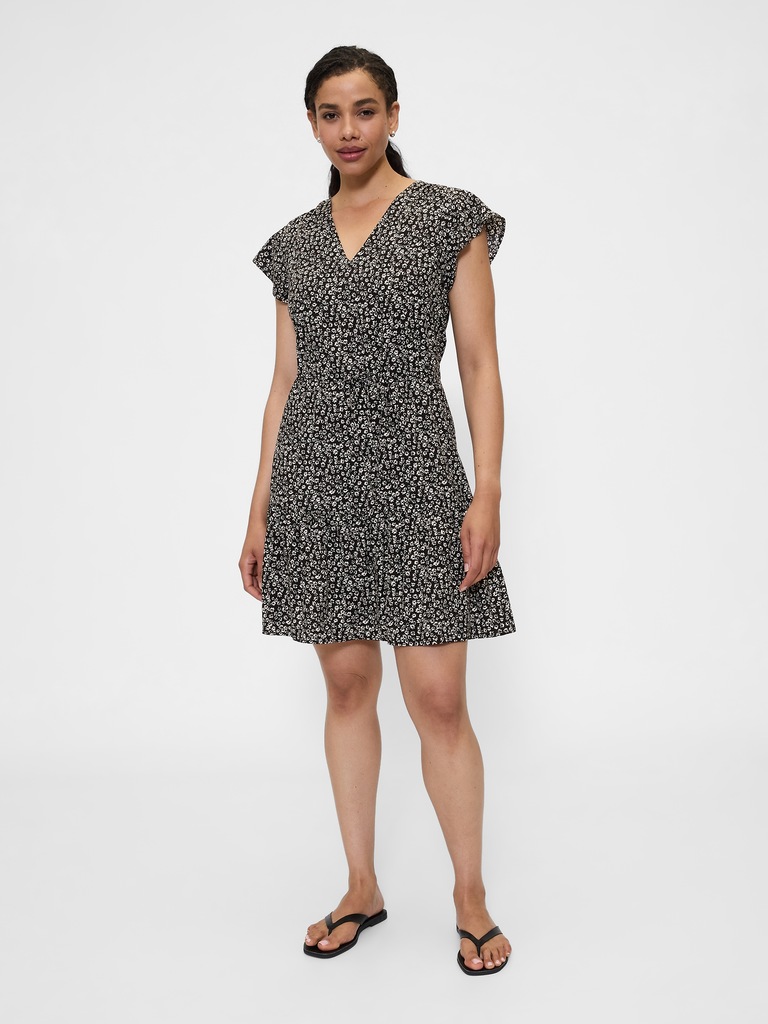 Flutter Sleeve Tie-Waist Mini Dress