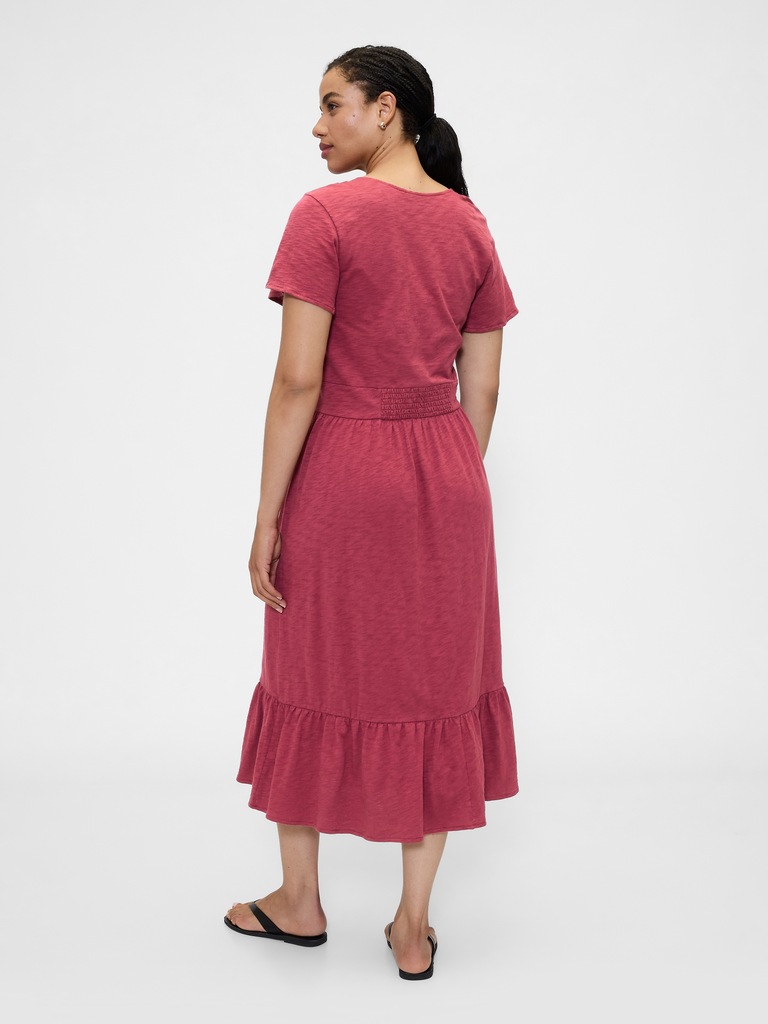 Flutter Sleeve V-Neck Midi Dress