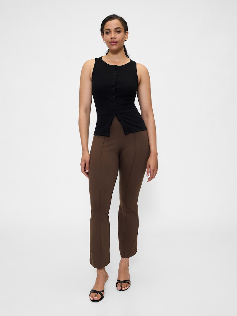 High Rise Ponte Flare Crop Pants