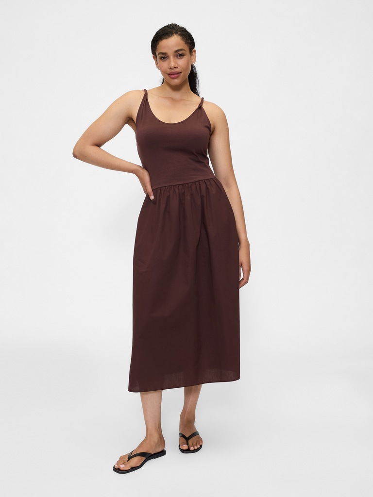 Twist-Strap Scoopneck Midi Dress