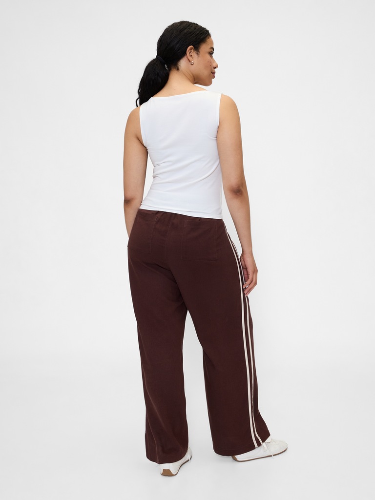 Mid Rise Linen-Blend Wide-Leg Pants