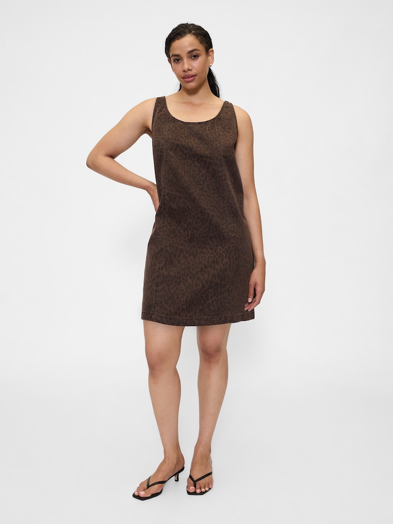 Print Denim Scoopneck Mini Dress