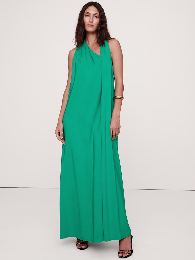 Stretch-Crepe Maxi Dress