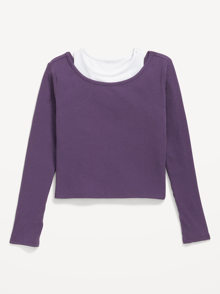 2-In-1 Ribbed Performance Top for Girls