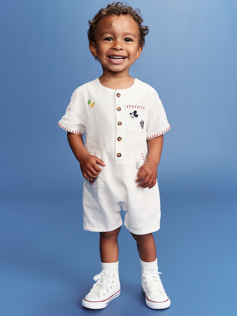 Old Navy x Disney© Embroidered Linen-Blend One-Piece Romper for Baby