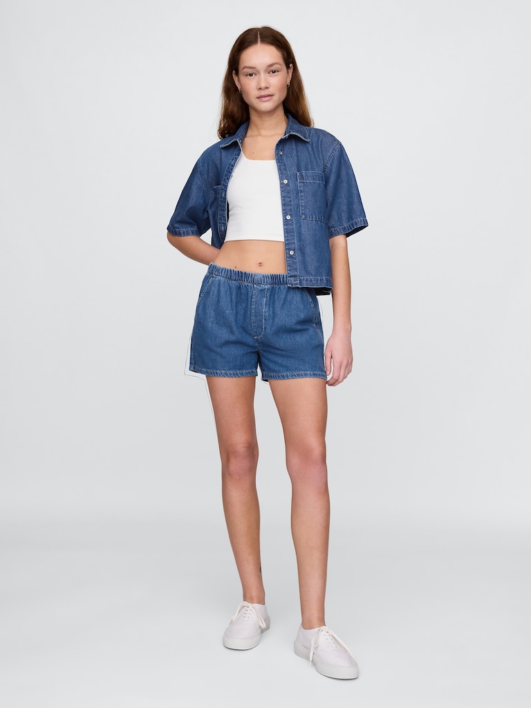Mid Rise UltraSoft Denim Easy Boxer Shorts