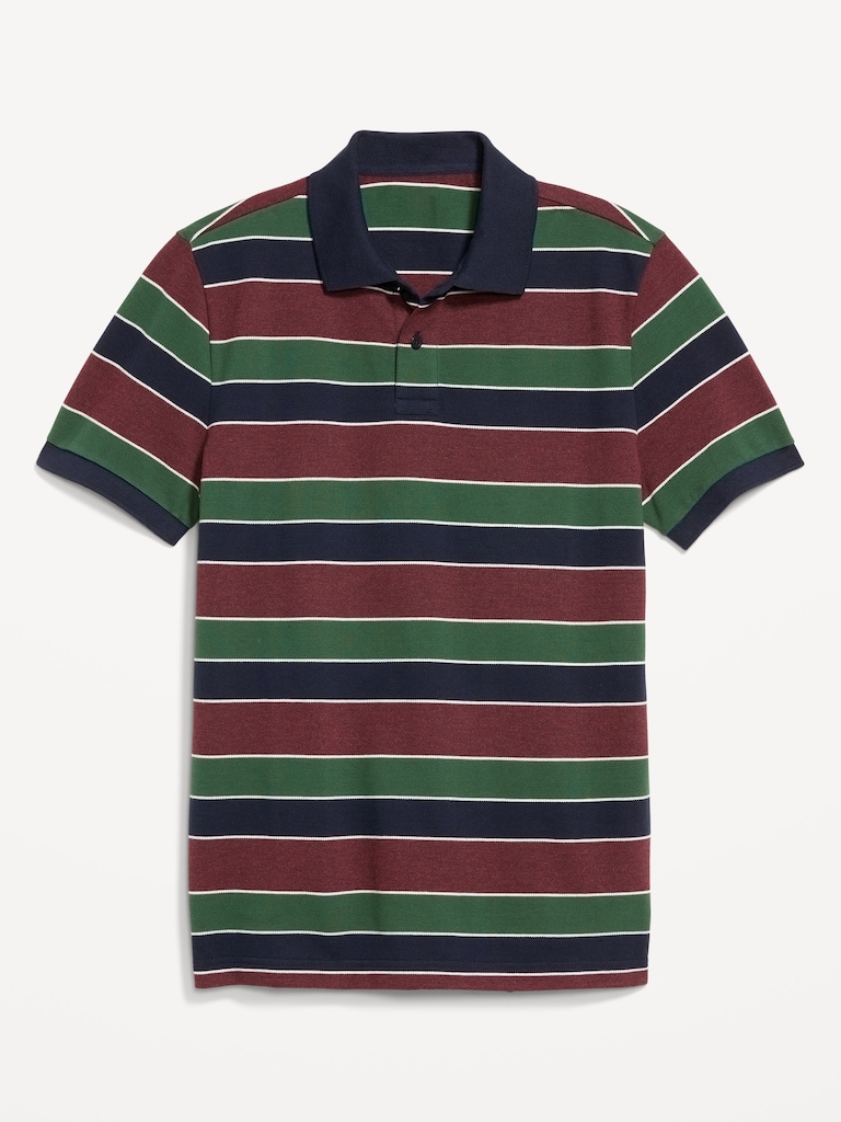 Classic Fit Striped Pique Polo