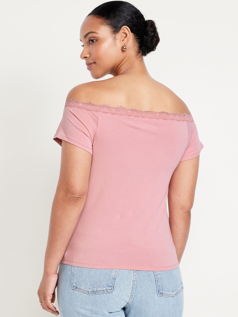 Off-Shoulder Lace-Trim Top