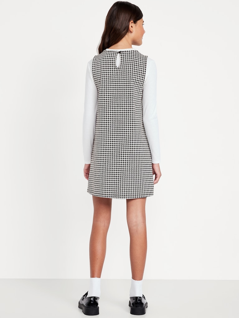 Sleeveless Jacquard-Knit Pocket Dress for Girls