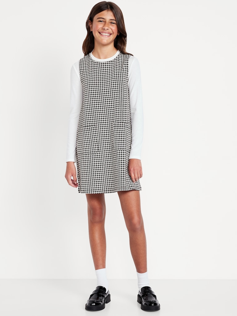 Sleeveless Jacquard-Knit Pocket Dress for Girls