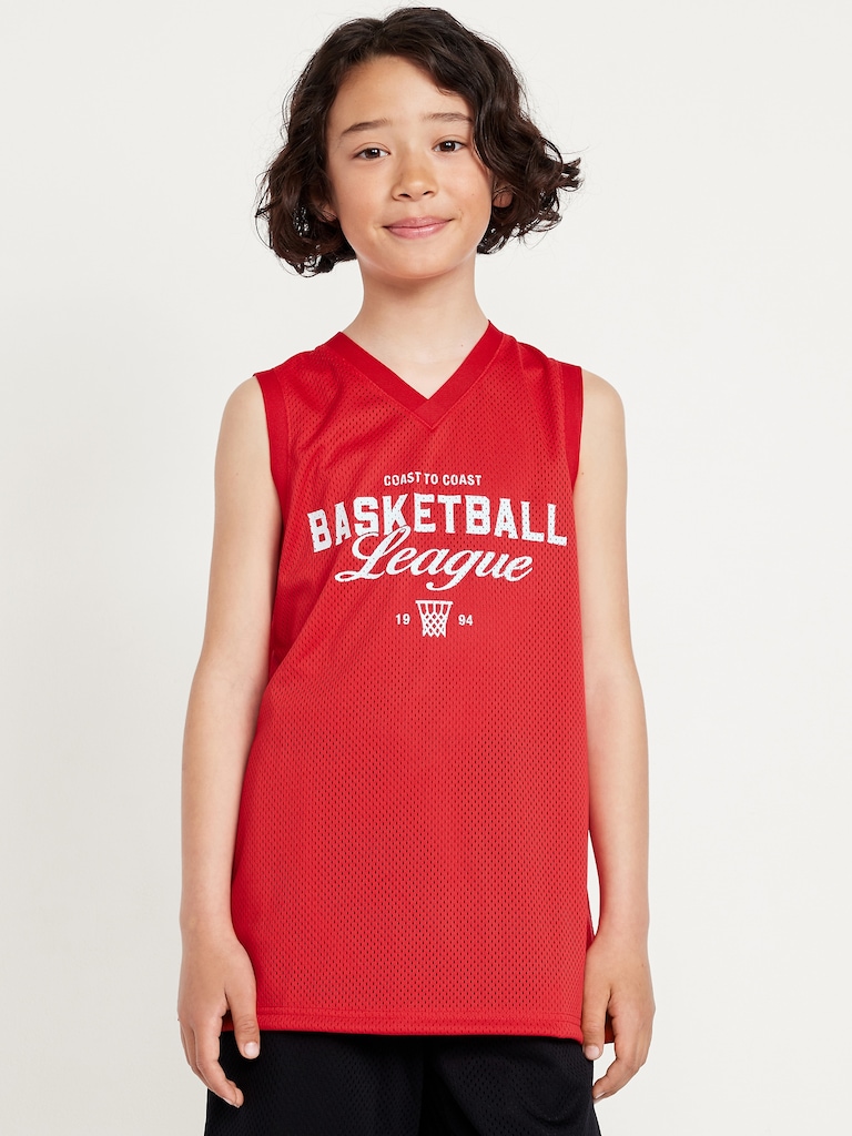 Mesh Graphic Basketball Tank Top for Boys