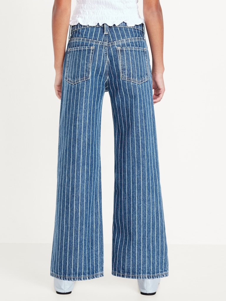 Printed High-Waisted Baggy Wide-Leg Jeans for Girls