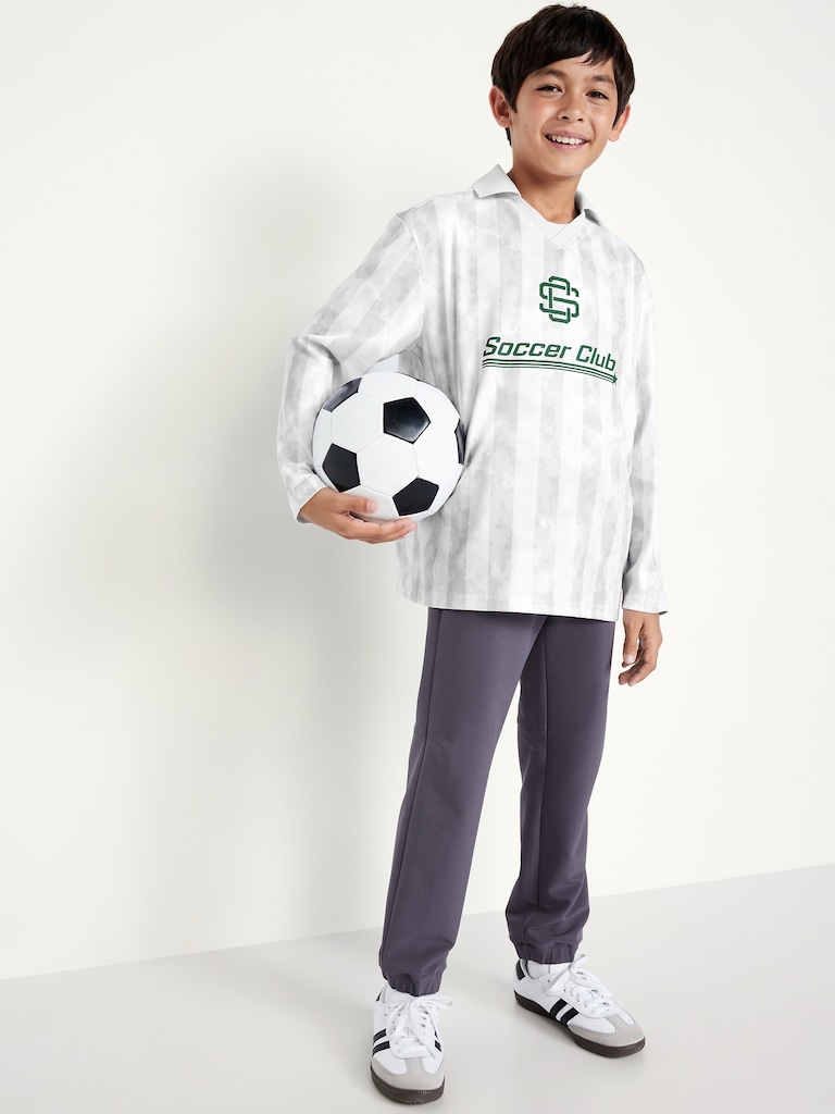 Oversized Long-Sleeve Collared Soccer Top for Boys