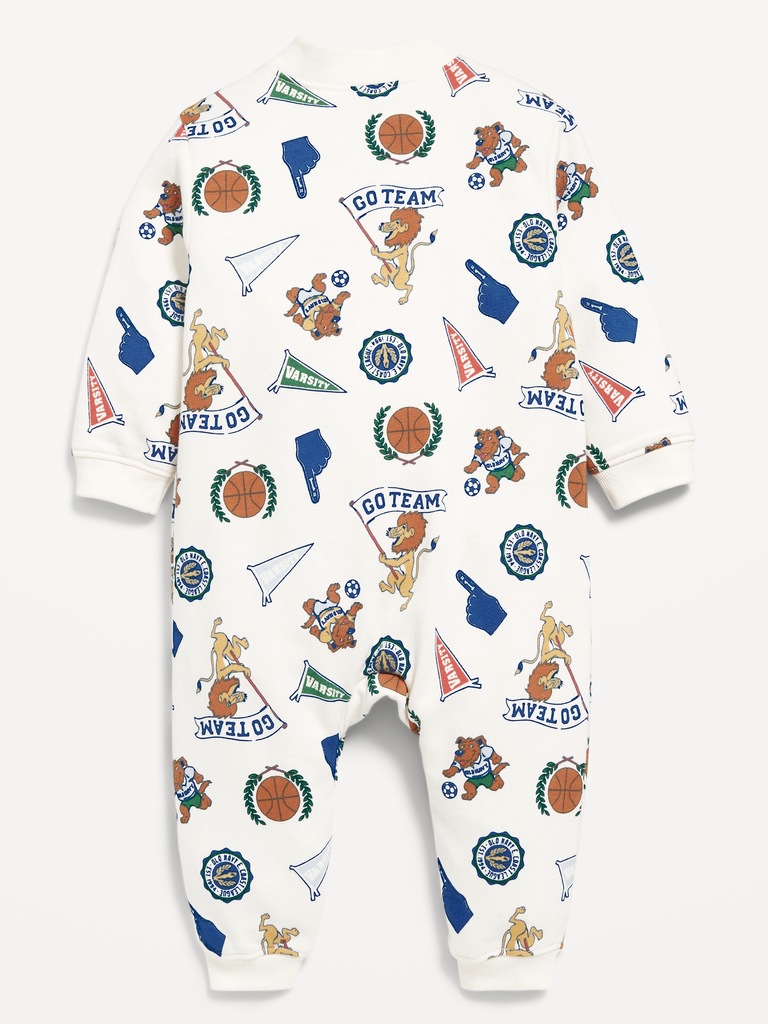 Printed Long-Sleeve French-Terry One-Piece for Baby