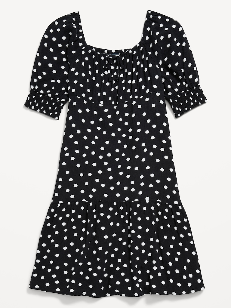 Short-Sleeve Crinkle Crepe Swing Dress for Girls