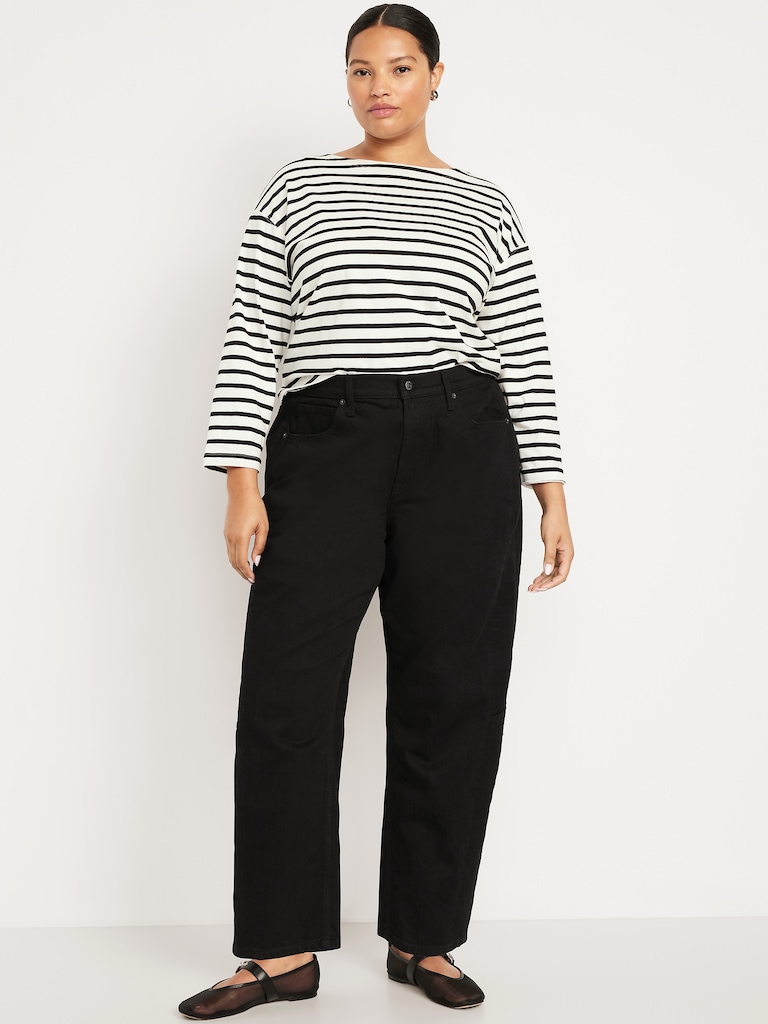 High-Waisted Barrel Ankle Jeans