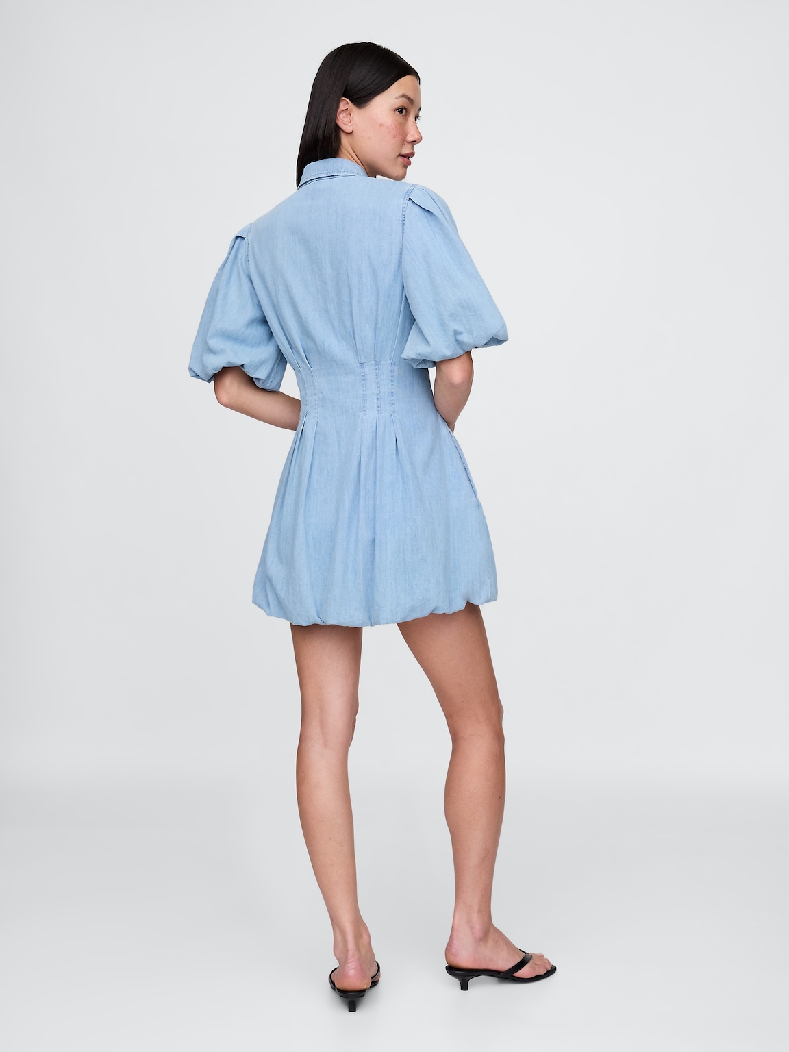 Denim Bubble Mini Shirtdress
