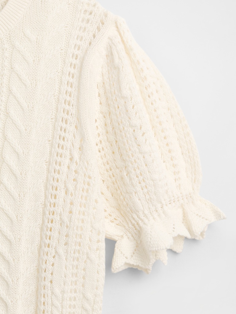 Kids Pointelle Cable-Knit Sweater