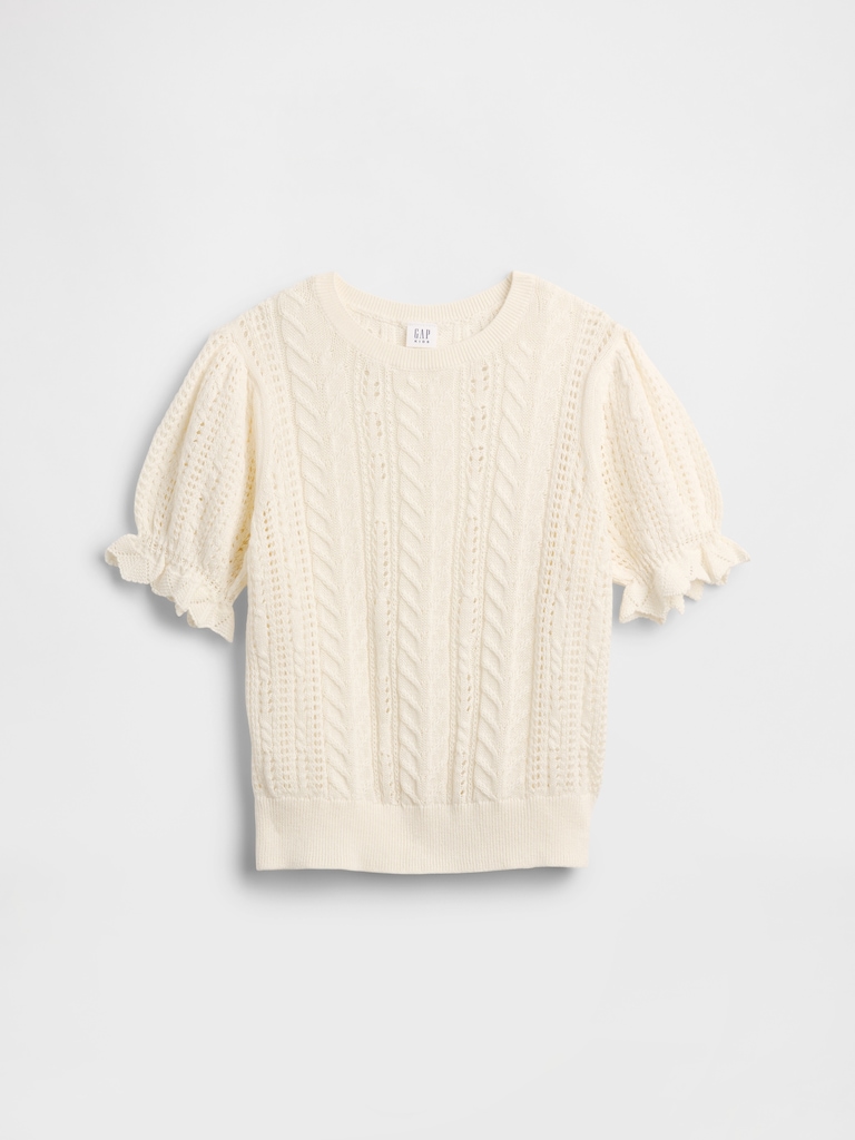 Kids Pointelle Cable-Knit Sweater