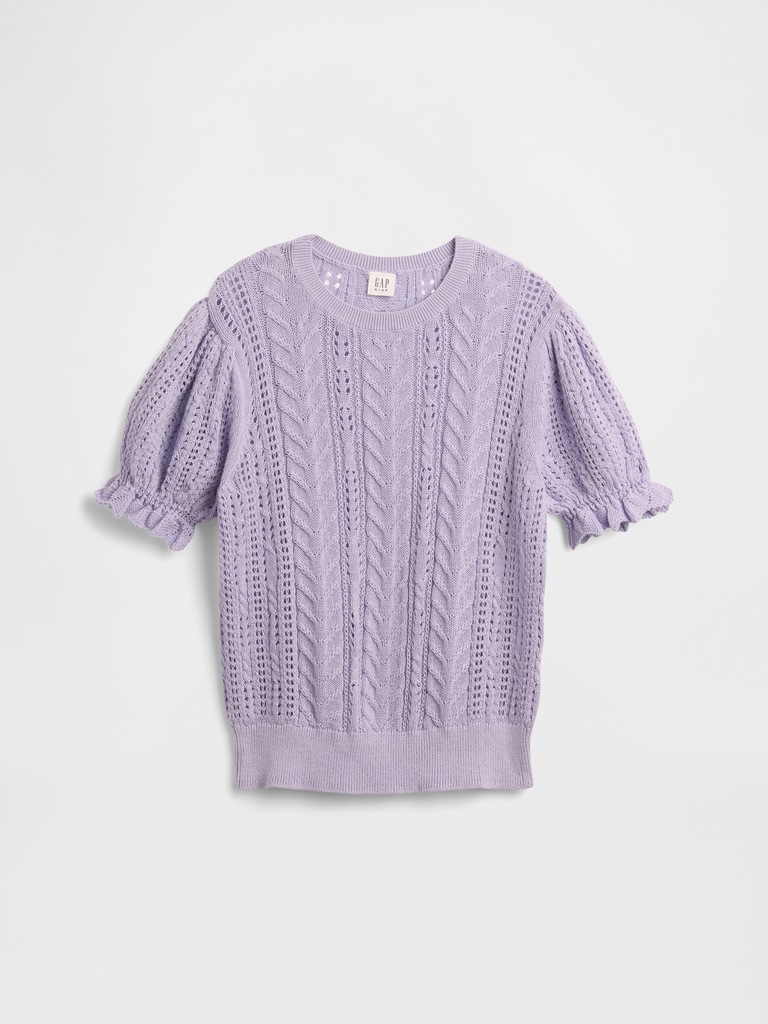Kids Pointelle Cable-Knit Sweater