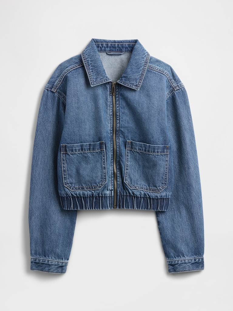 Kids Denim Zip Bomber Jacket