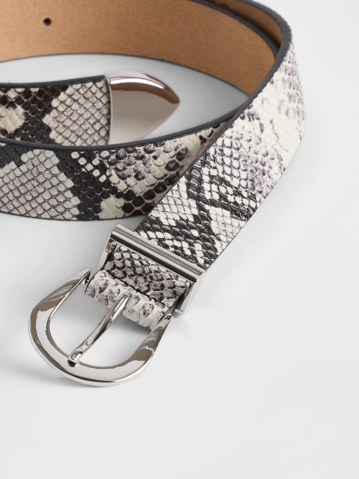 Leather Snake Print Belt