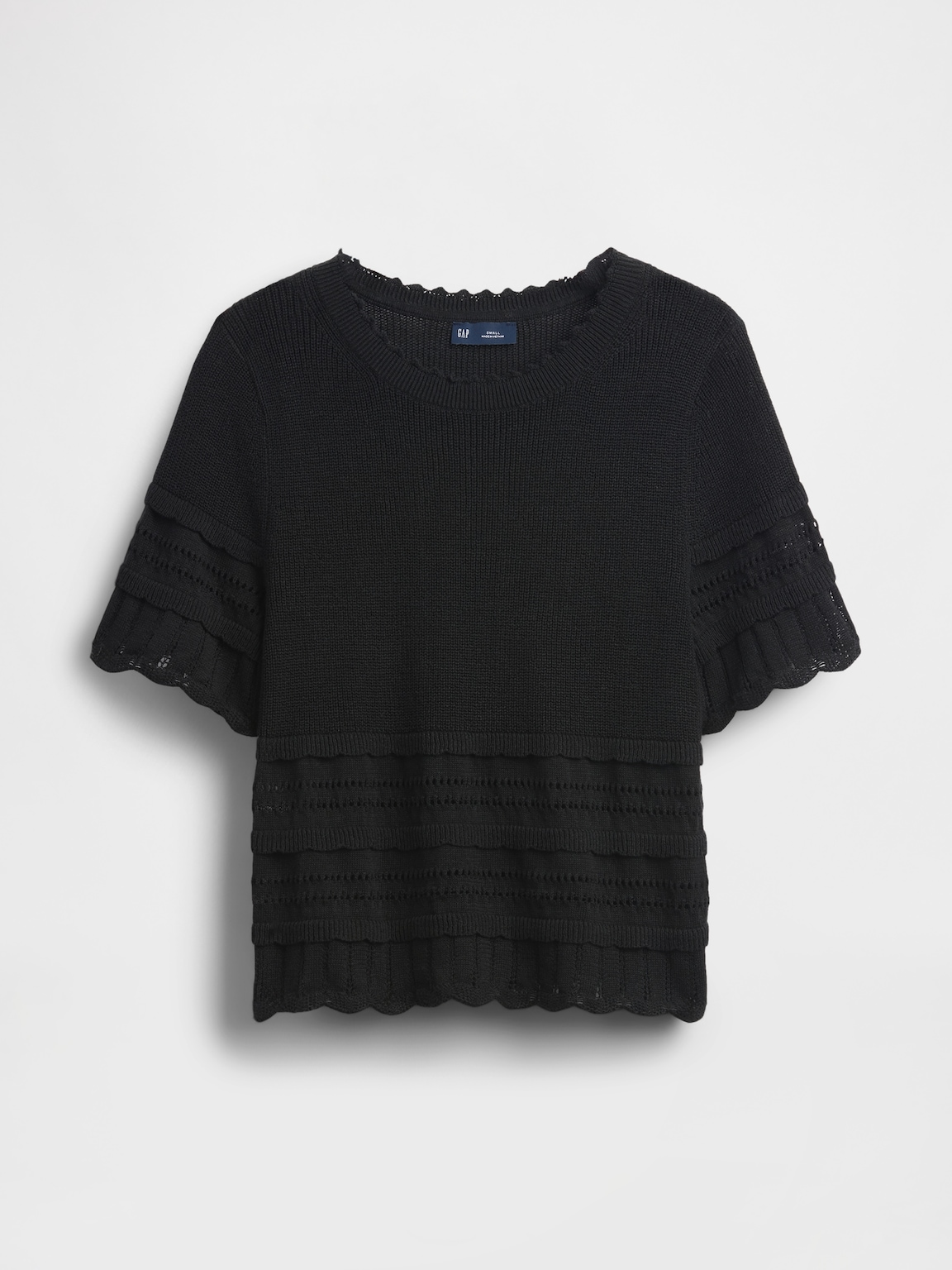 Linen-Blend Pointelle Sweater Crop Top