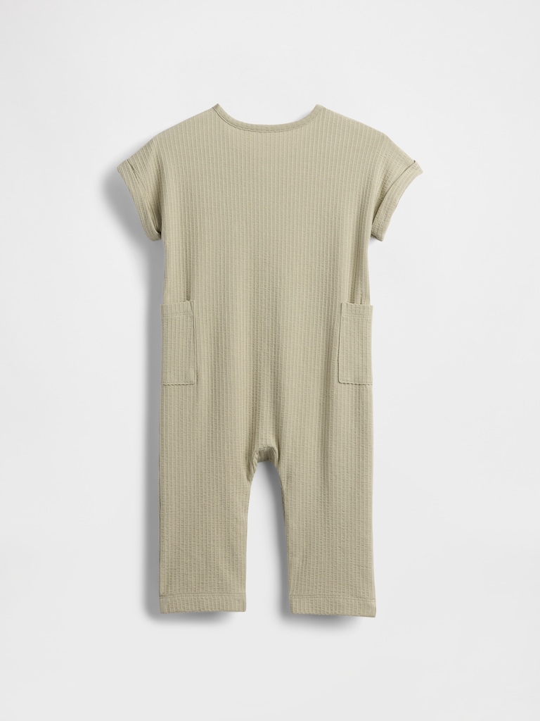 Baby Seersucker Henley Footless One-Piece
