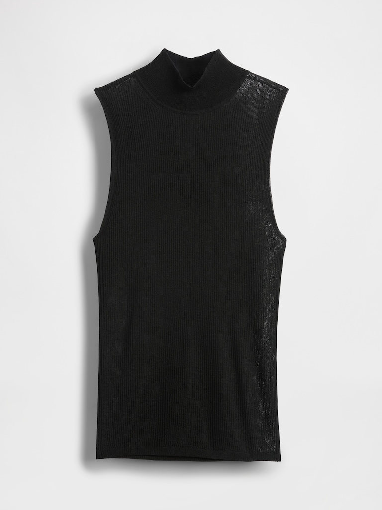 Sheer Rib Mockneck Tank Top
