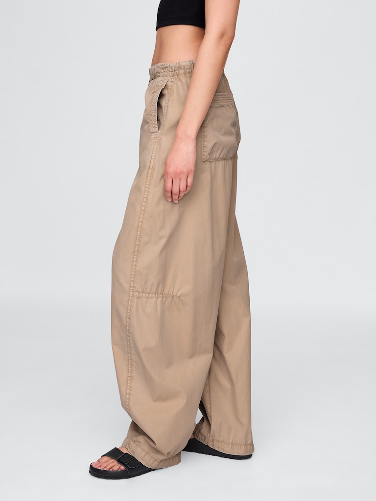 Mid Rise Barrel Parachute Pants