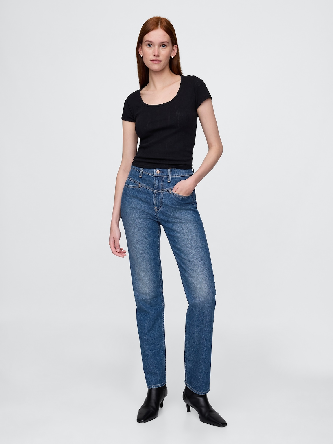 High Rise Western '90s Slim Straight Jeans