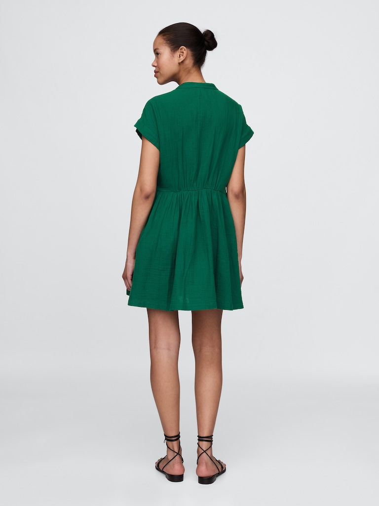 Cotton Gauze Mini Shirtdress
