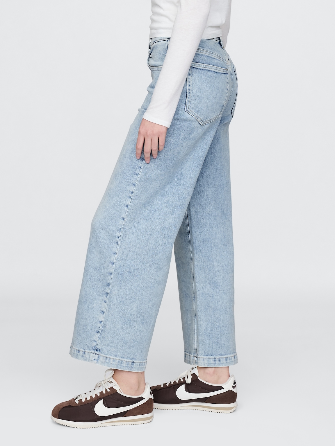 High Rise Stride Wide-Leg Ankle Jeans