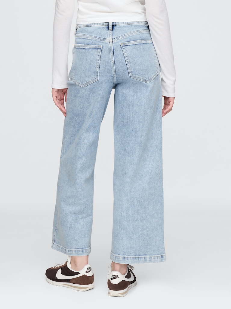 High Rise Stride Wide-Leg Ankle Jeans