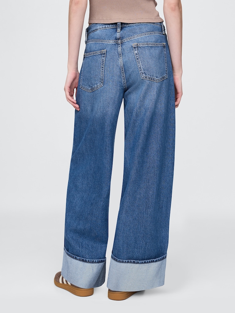Mid Rise UltraSoft Cuffed Baggy Jeans